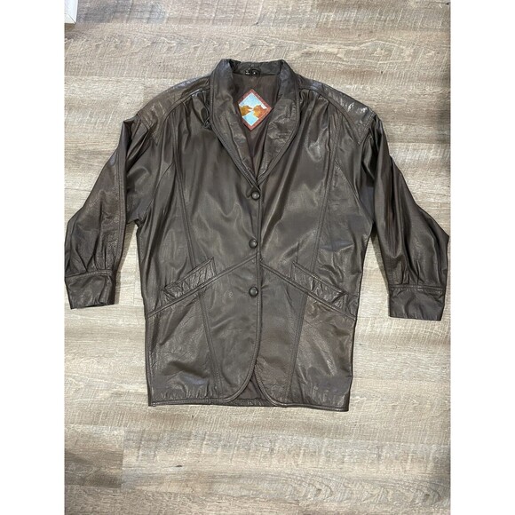 Vintage Dakota Women’s Jacket Size S 100% Genuine Leather Brown Button Down - Picture 1 of 10